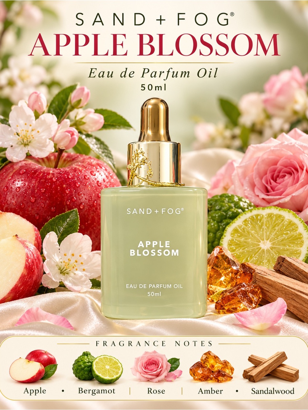 Sand+fog Apple Blossom Eau de Parfum Oil - 50ml - Soft Pink
